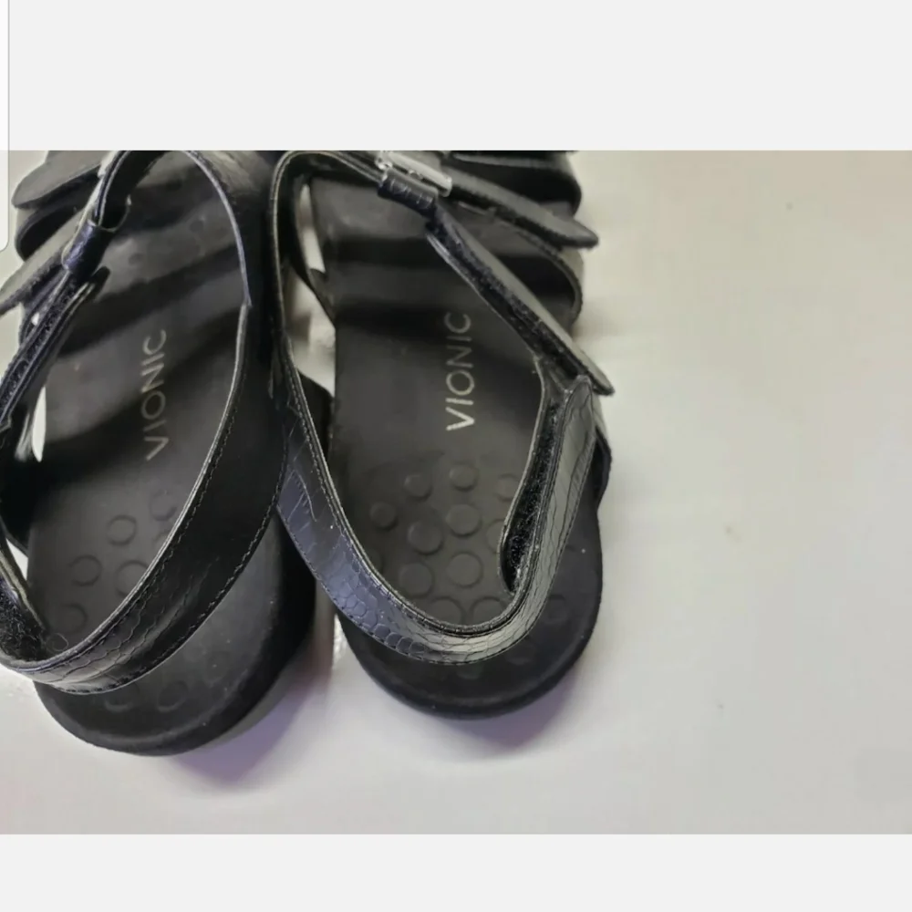 Vionic Sandals Size 10 Women's Amber Adjustable Orthaheel Black Comfort Shoes - Picture 8 of 9